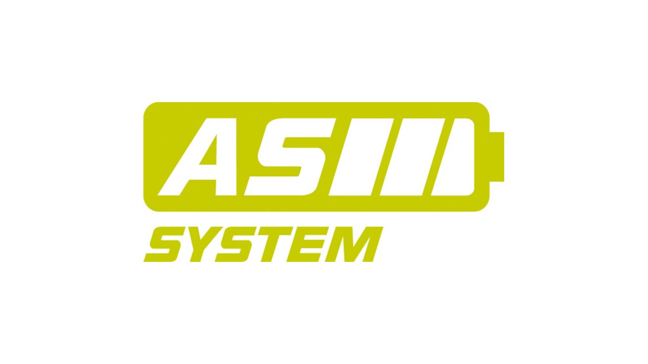 Логотип системи STIHL AS у вигляді зеленого значка акумулятора